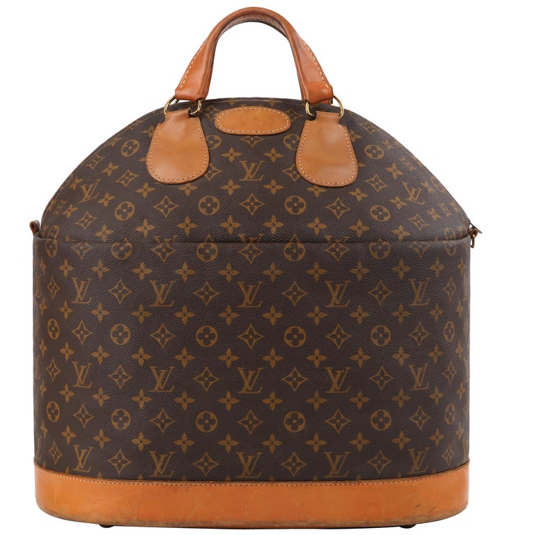 LOUIS VUITTON c.1970's LV Monogram Coated Canvas Top Handle Steamer Keepall Bag For Sale