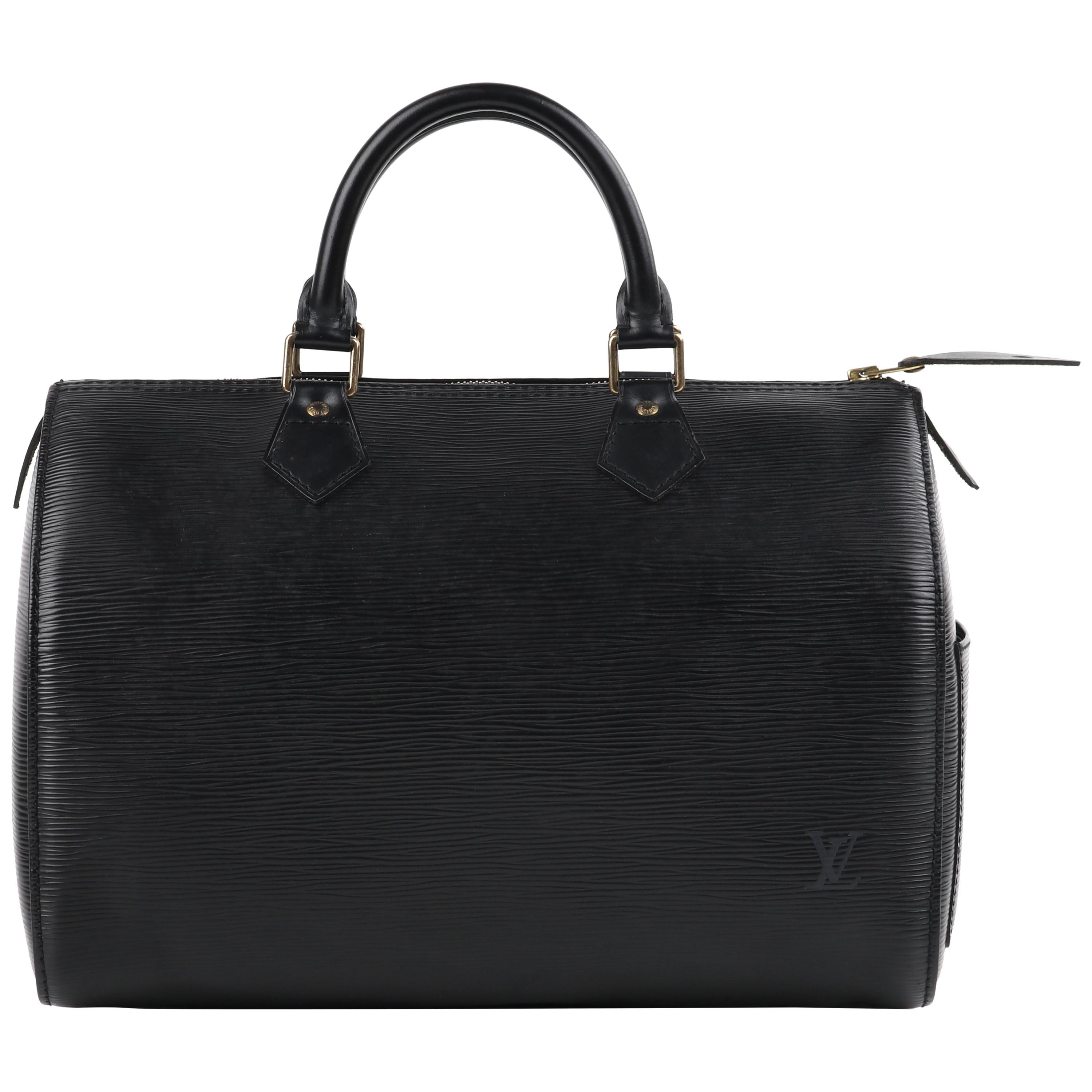 Louis+Vuitton+Speedy+Top+Handle+Bag+Mini+Black+Leather for sale
