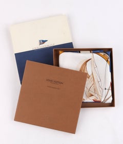 LOUIS VUITTON c.1995 "Louis Vuitton Cup" Yacht Nautical Print Silk Scarf LTD ED