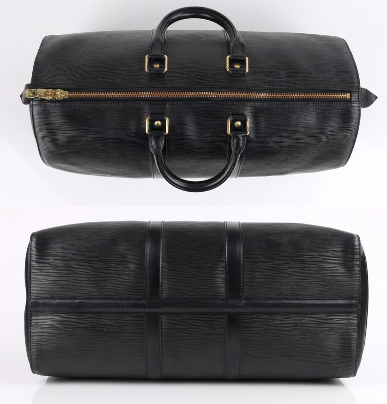 LOUIS VUITTON c.2000 &quot;Keepall 45&quot; Black Epi Leather Duffel Travel Bag For Sale at 1stdibs