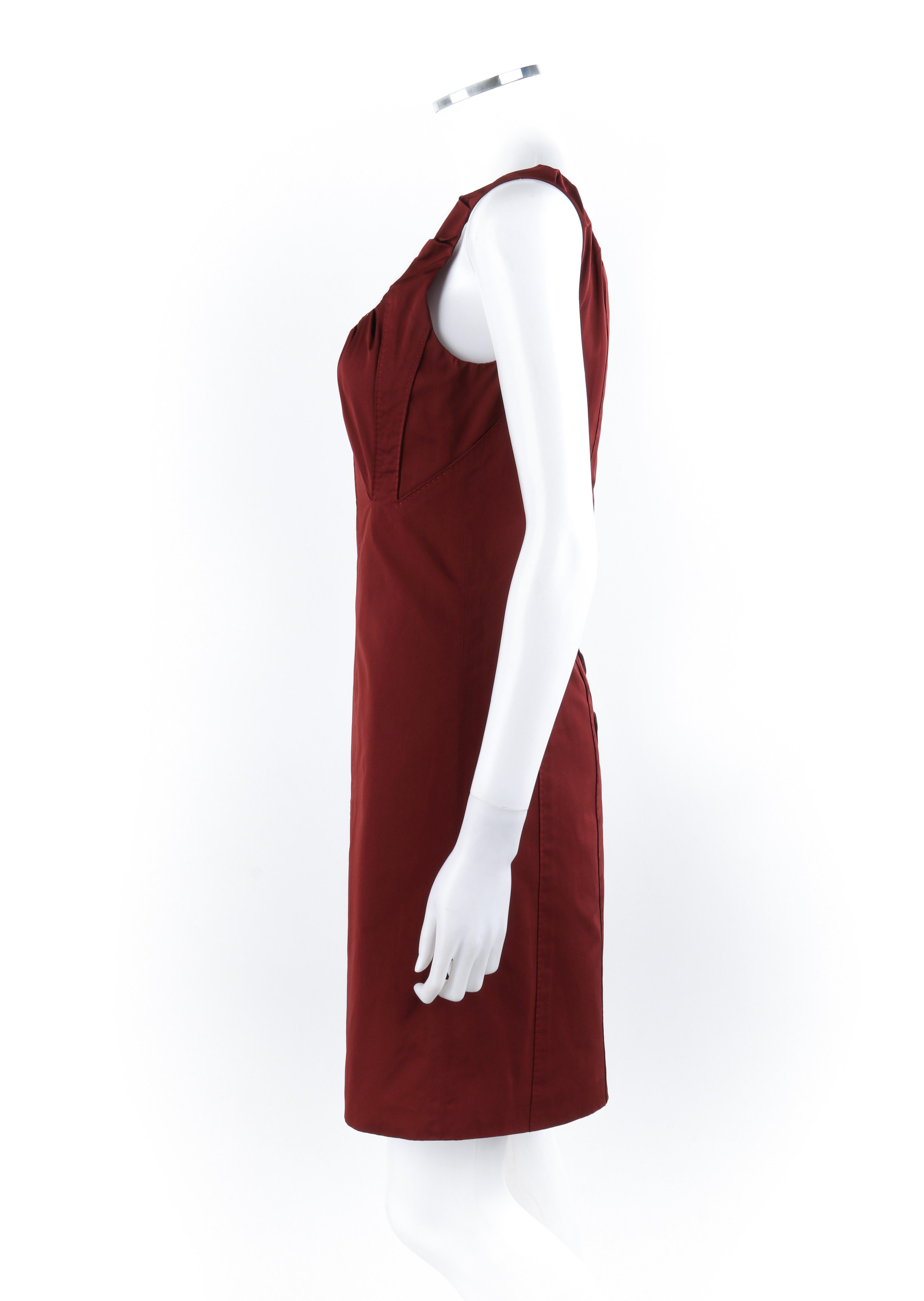 LOUIS VUITTON c.2000’s Burgundy Red Avant Garde Sleeveless Bustier A-Line Dress In Good Condition In Thiensville, WI