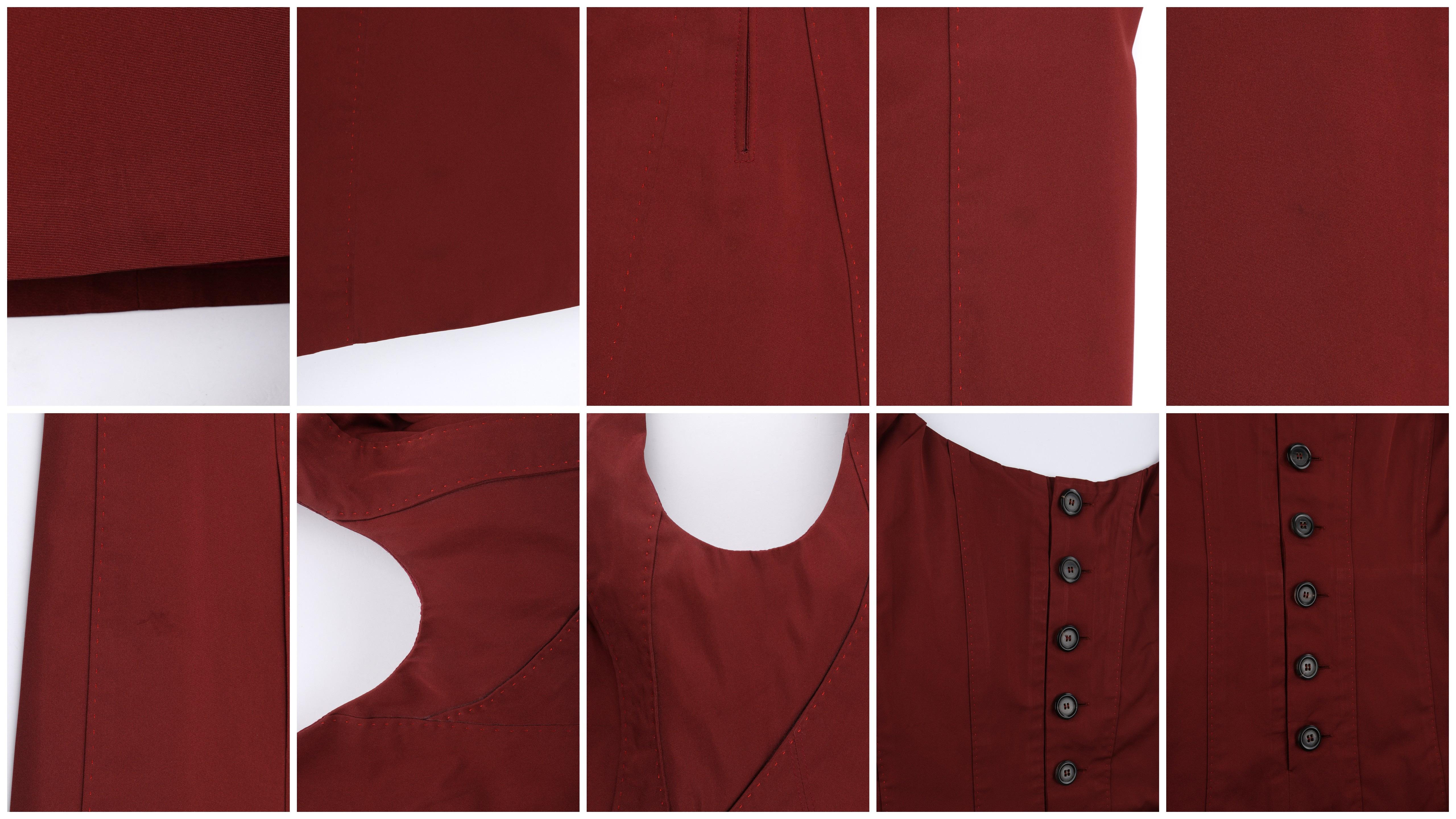 LOUIS VUITTON c.2000’s Burgundy Red Avant Garde Sleeveless Bustier A-Line Dress 1