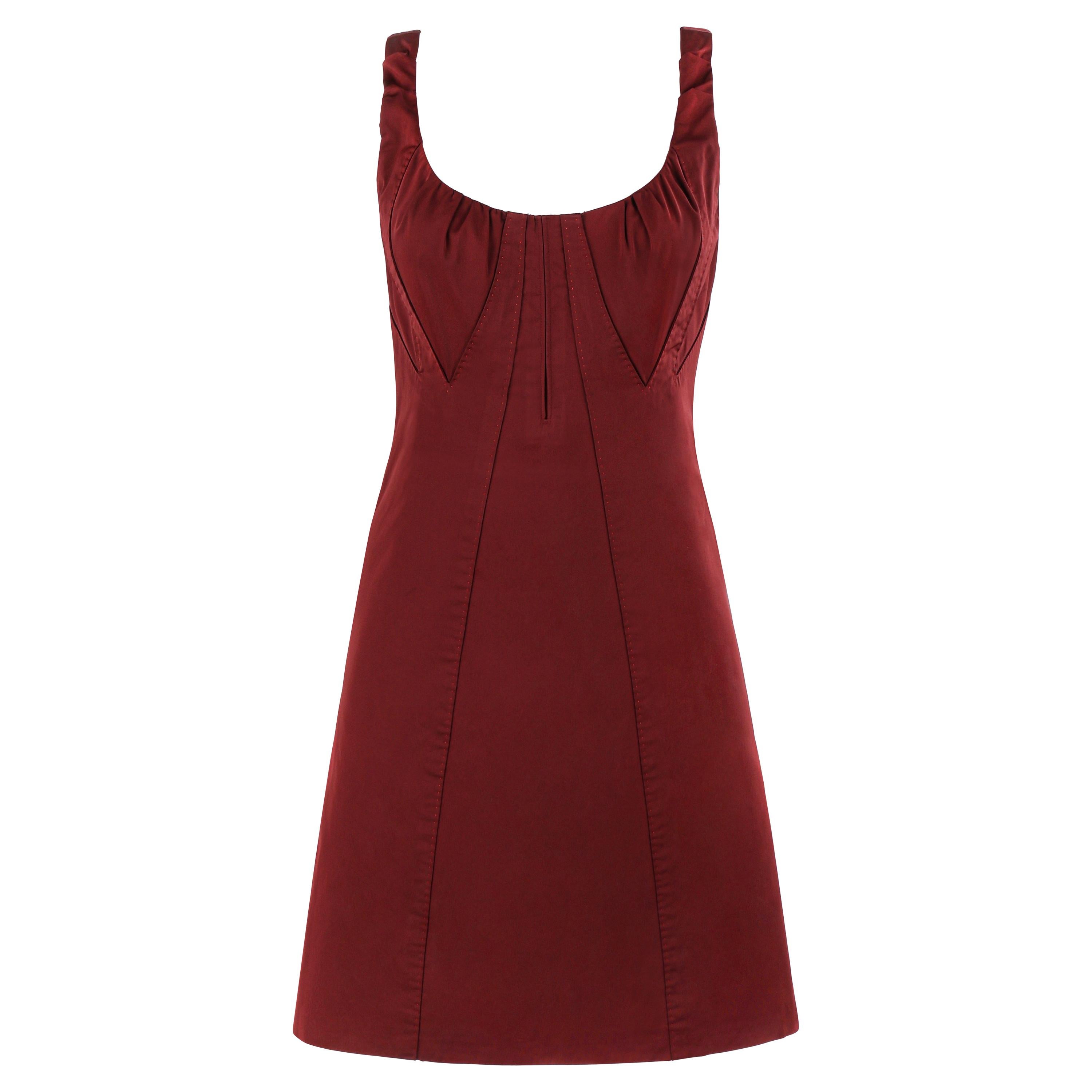 LOUIS VUITTON c.2000’s Burgundy Red Avant Garde Sleeveless Bustier A-Line Dress