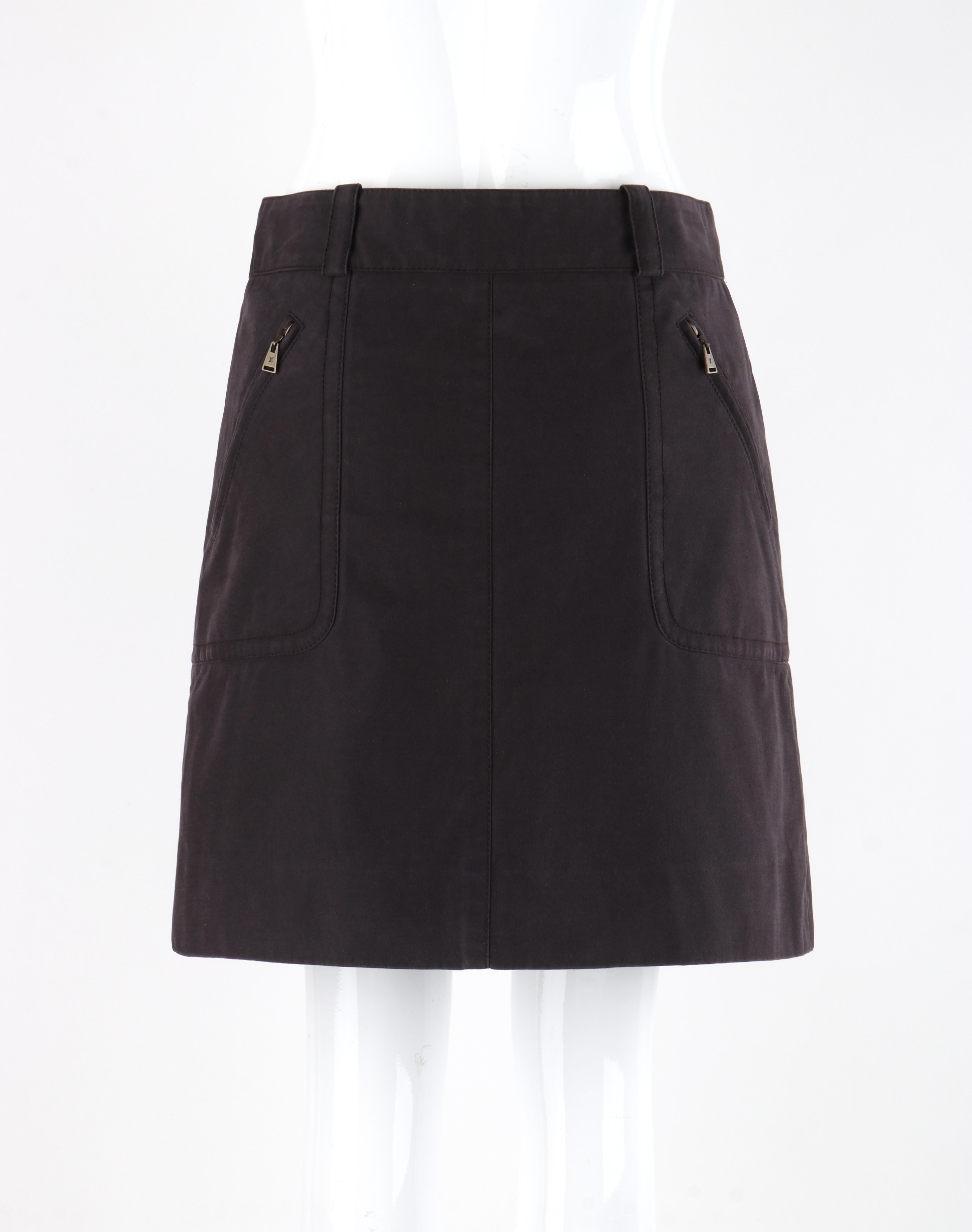 Black LOUIS VUITTON c.2000s Marc Jacobs Dark Purple Horseshoe Zip-Up Mini Skirt For Sale
