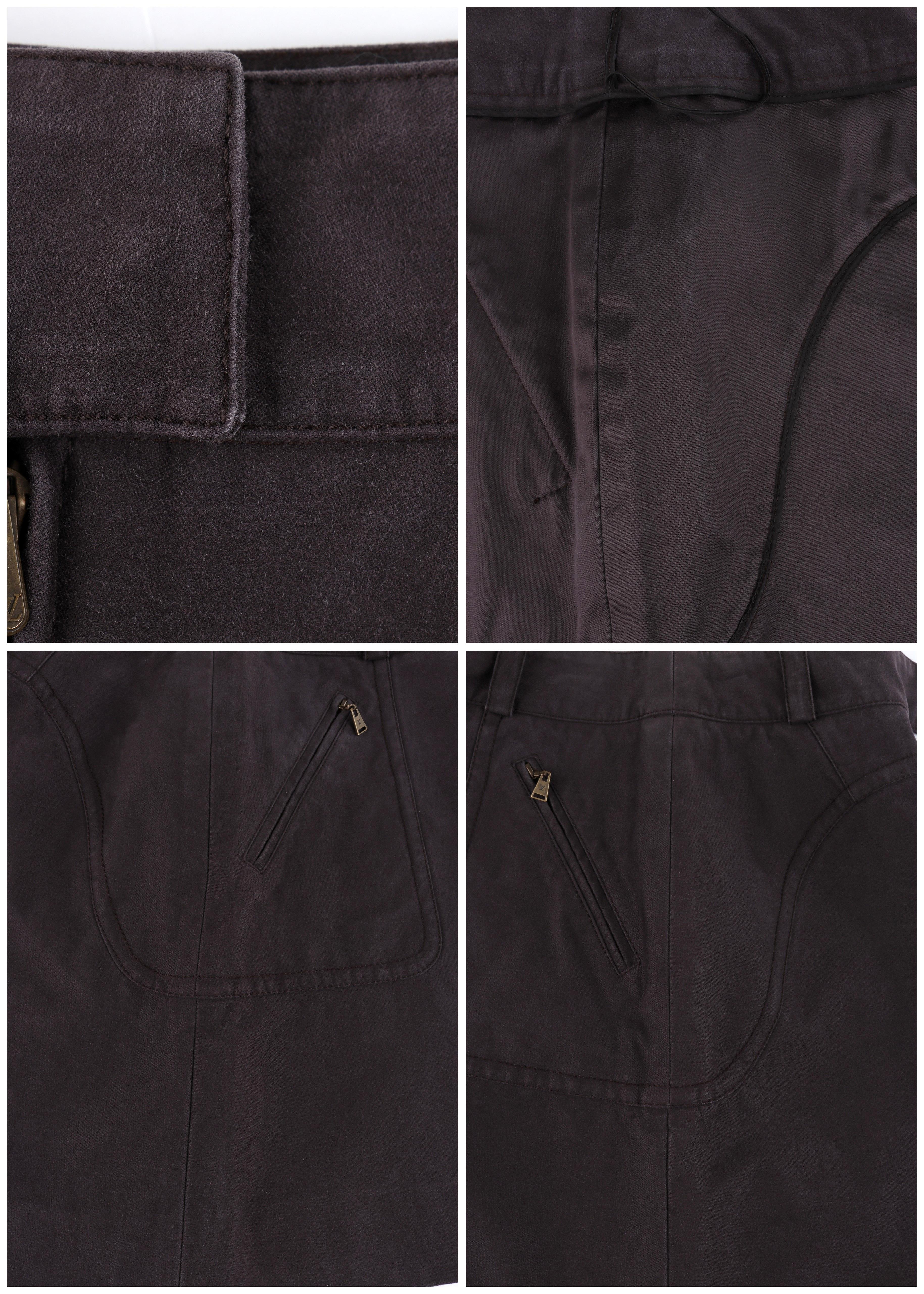 LOUIS VUITTON c.2000s Marc Jacobs Dark Purple Horseshoe Zip-Up Mini Skirt For Sale 1