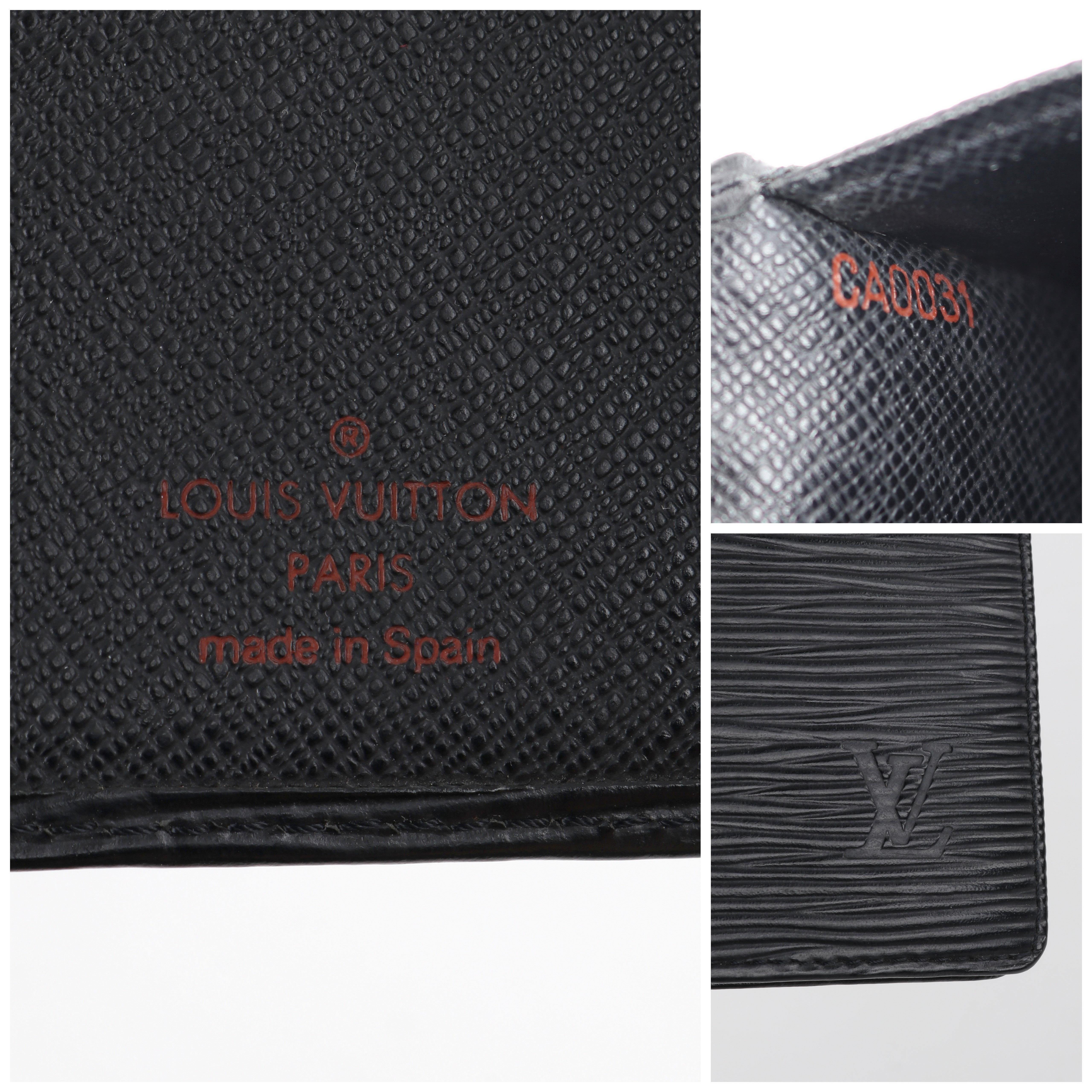 LOUIS VUITTON c.2001 Black Epi Leather Vertical Checkbook Holder Bifold Wallet 7