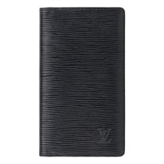 LOUIS VUITTON c.2001 Black Epi Leather Vertical Checkbook Holder Bifold Wallet