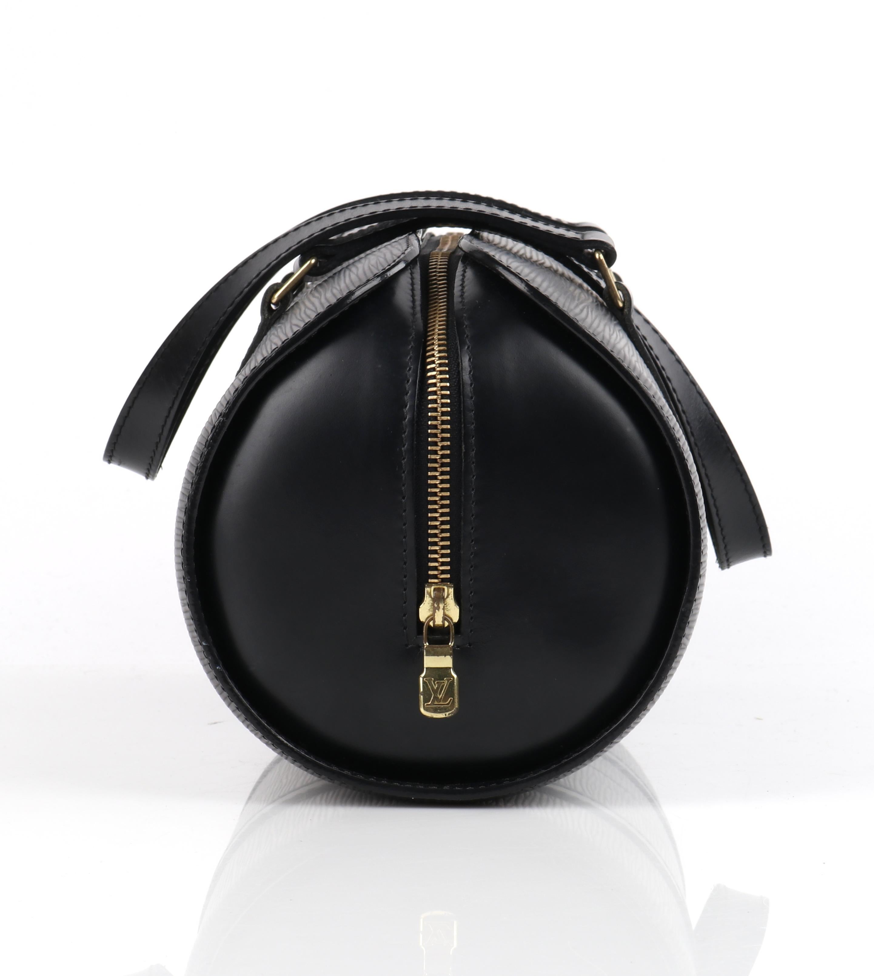 LOUIS VUITTON C.2003 “Soufflot” Black EPI Leather Oblong Handbag In Good Condition In Thiensville, WI