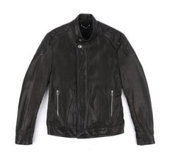LOUIS VUITTON c.2011 Black Damier Quilted Leather Moto Biker Jacket