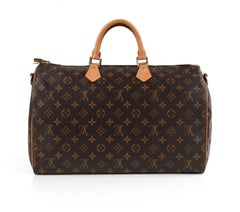 LOUIS VUITTON c.2012 "Speedy Bandouliere" Monogram Coated Canvas Leather Handbag