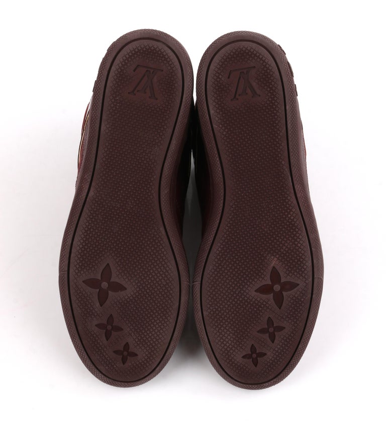 LOUIS VUITTON c.2014 Burgundy Bordeaux Monogram Suede Cliff Top Wedge ...