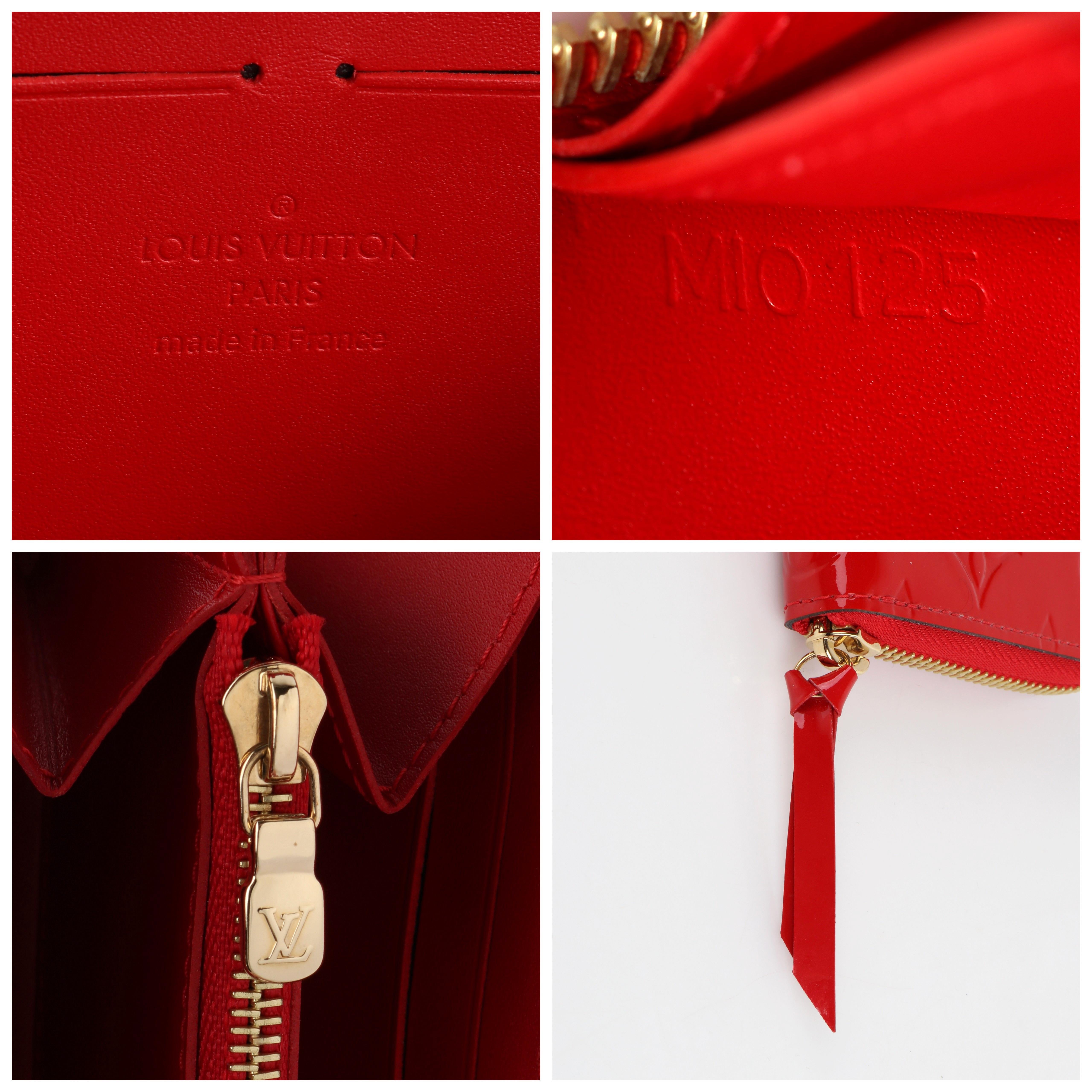LOUIS VUITTON c.2015 “Clemence” Red Monogram Vernis Patent Leather Zippy Wallet 3