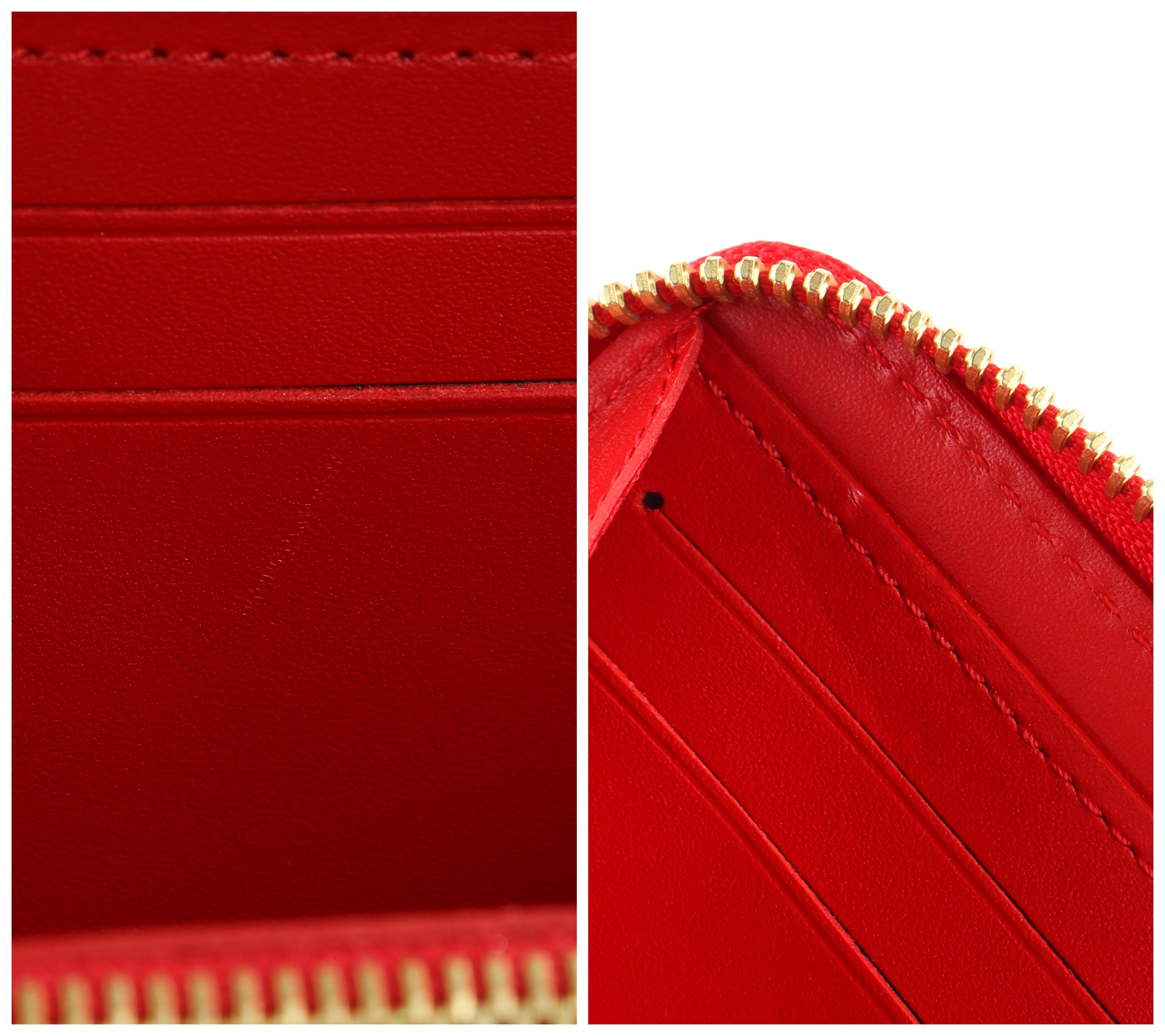 LOUIS VUITTON c.2015 “Clemence” Red Monogram Vernis Patent Leather Zippy Wallet 5