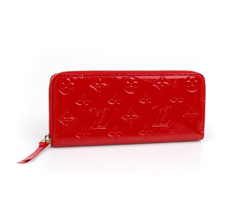 LOUIS VUITTON c.2015 “Clemence” Red Monogram Vernis Patent Leather Zippy  Wallet at 1stDibs