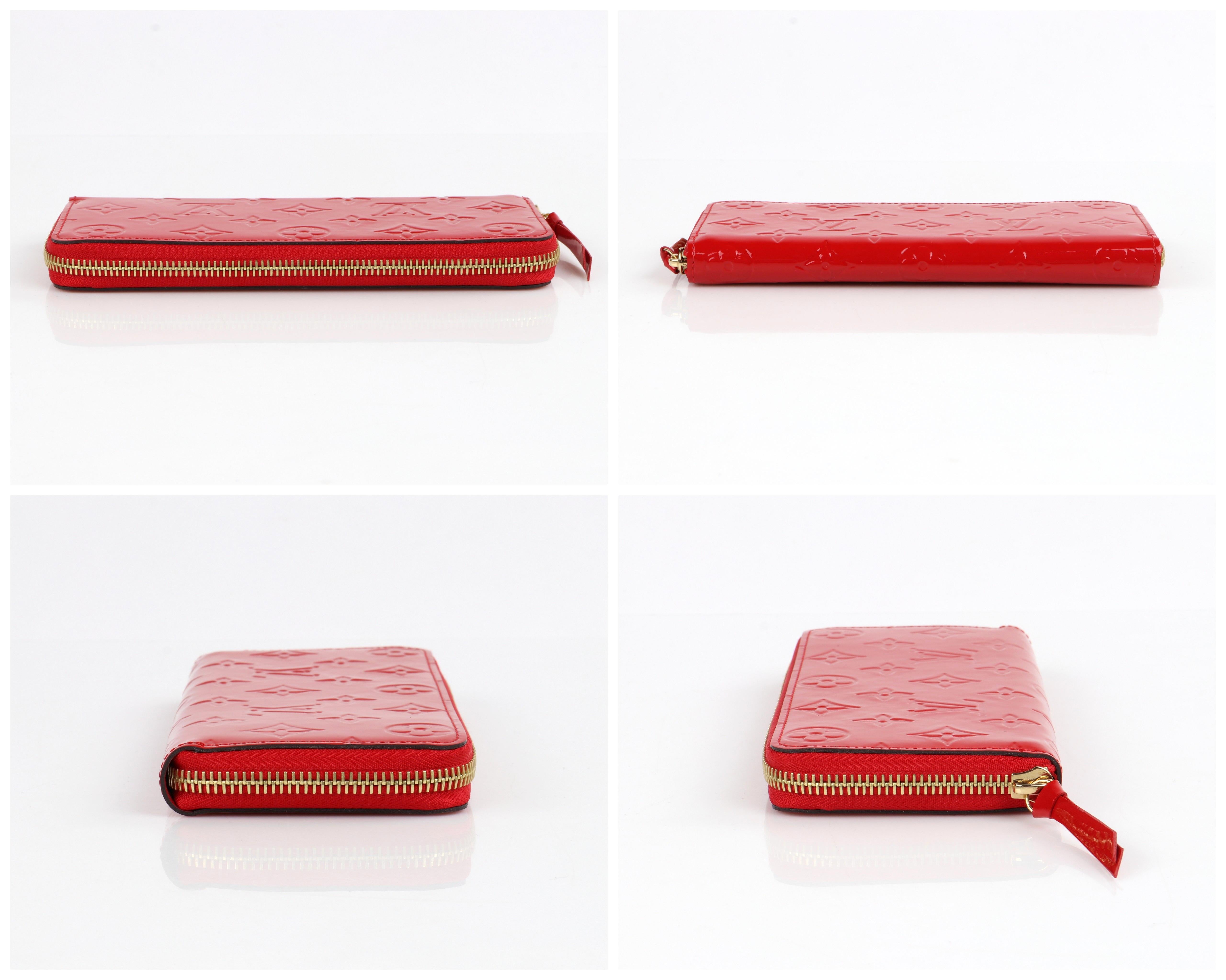 Women's LOUIS VUITTON c.2015 “Clemence” Red Monogram Vernis Patent Leather Zippy Wallet