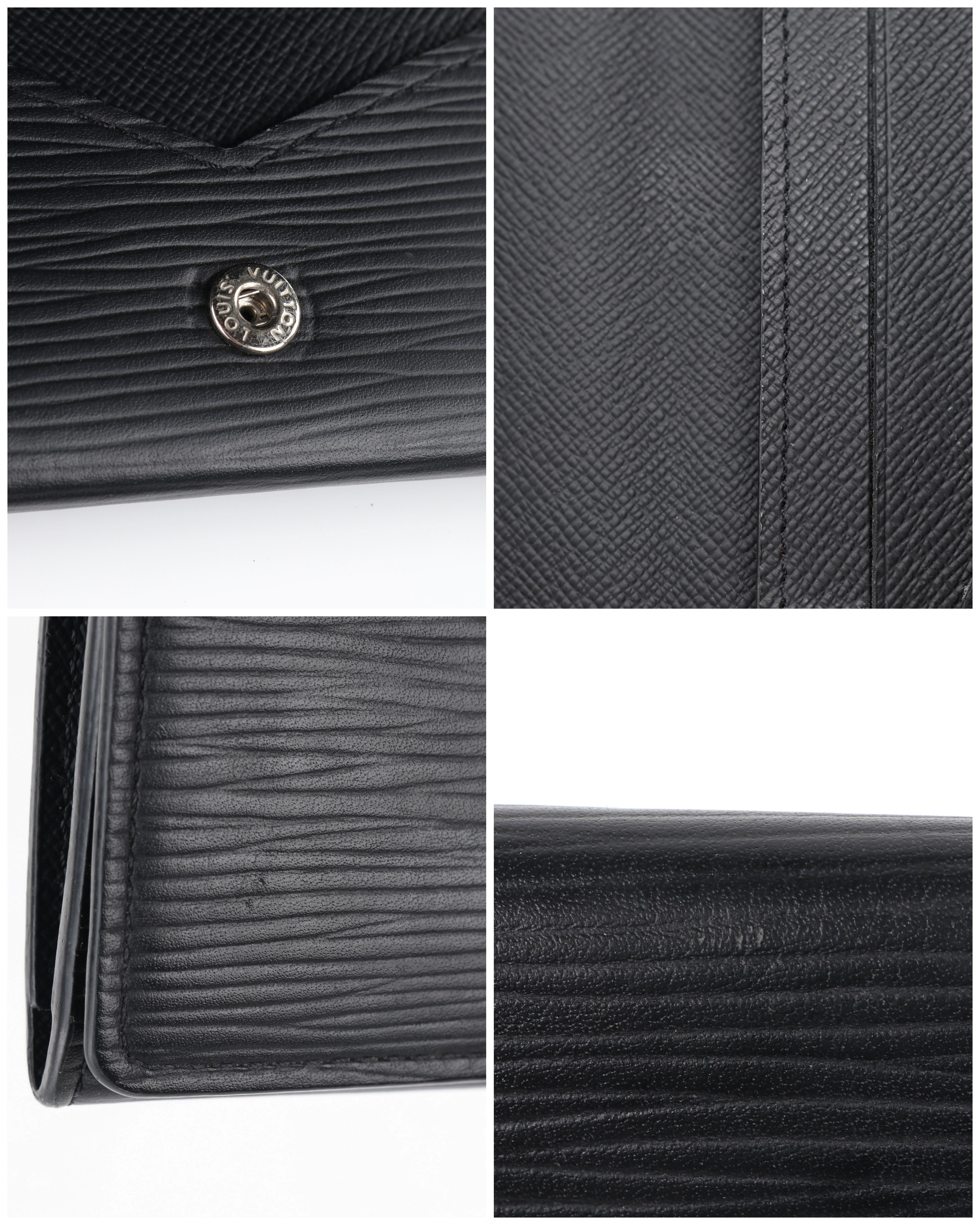 LOUIS VUITTON c.2017 Black Epi Leather Envelope Business Card Holder Snap Wallet 3