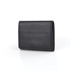LOUIS VUITTON c.2017 Black Epi Leather Envelope Business Card Holder Snap Wallet