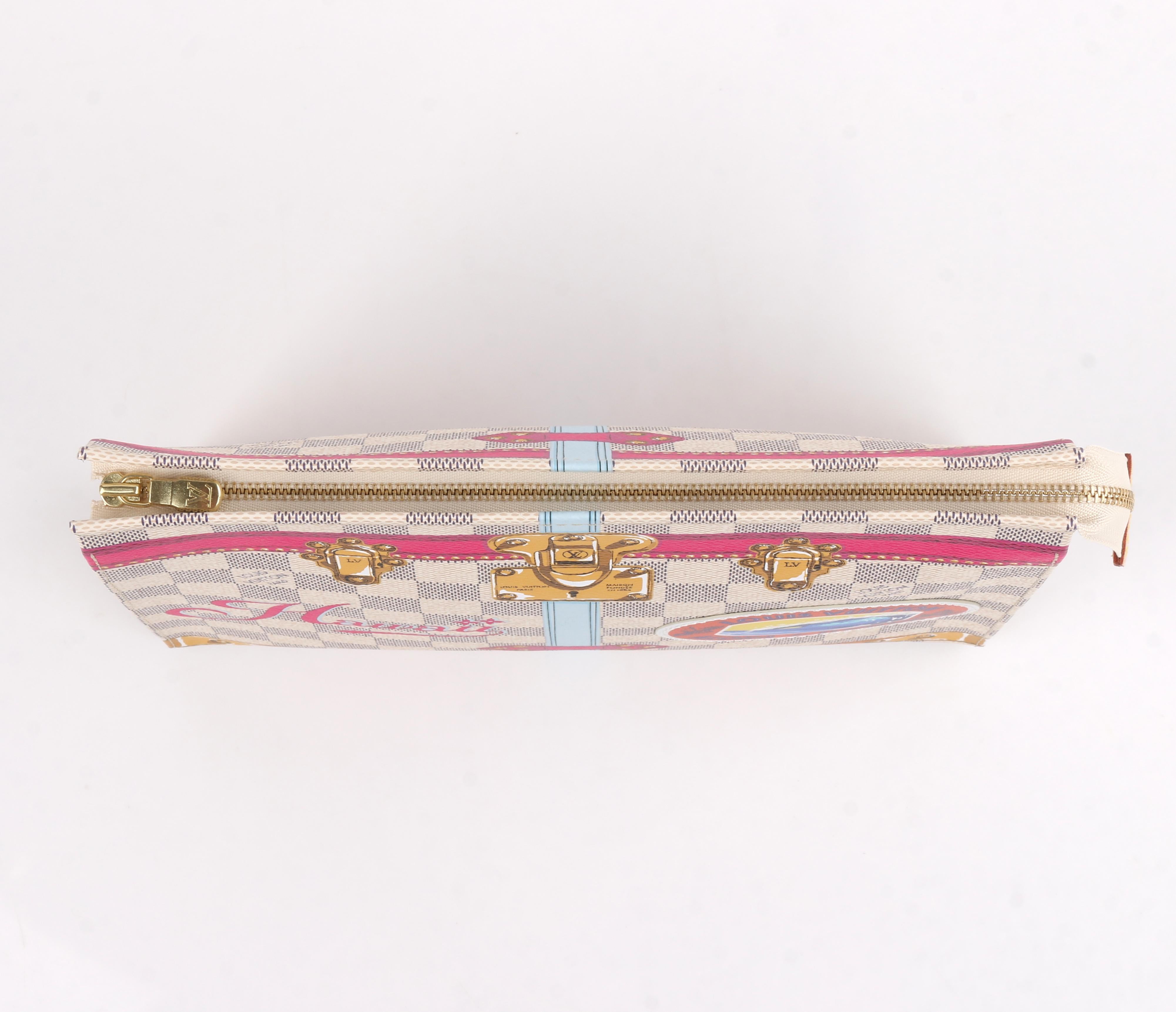 LOUIS VUITTON c.2018 Damier Azur Summer Trunk Hawaii Toiletry Pouch 26 NWT In New Condition In Thiensville, WI