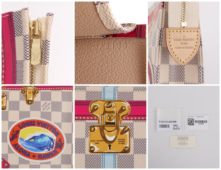New Louis Vuitton LE Hawaii Damier Azur Trunks Toiletry Bag Pouch Case T26