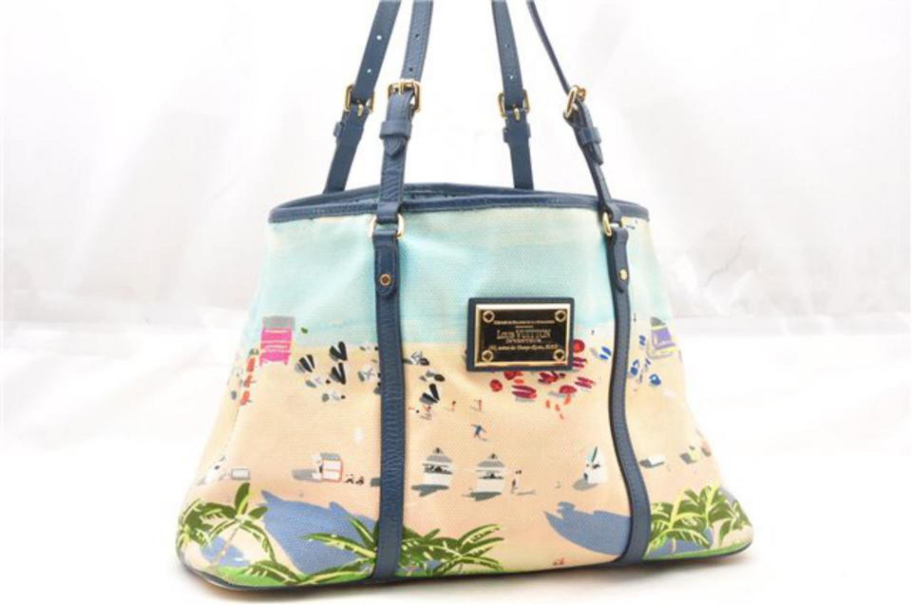 Louis Vuitton Cabas Ailleurs Escale Pm Tote 866948 Blue Canvas Shoulder Bag For Sale 1