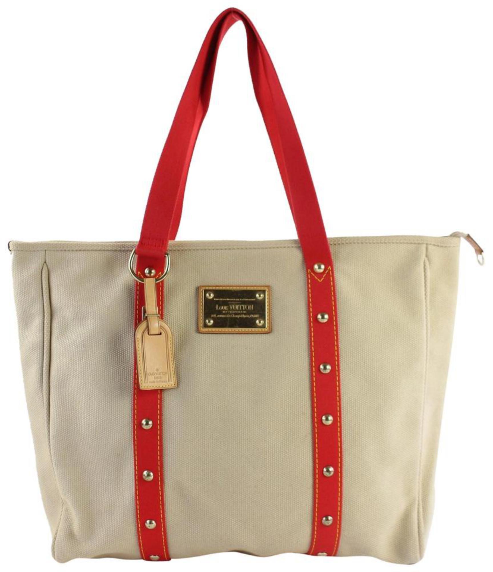 Louis Vuitton Cabas Antigua Gm 229877 Beige Canvas Tote For Sale at 1stDibs