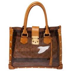 LOUIS VUITTON MONOGRAM Brown Clear Vinyl Cabas Ambre PM Handbag #34 Rise-on