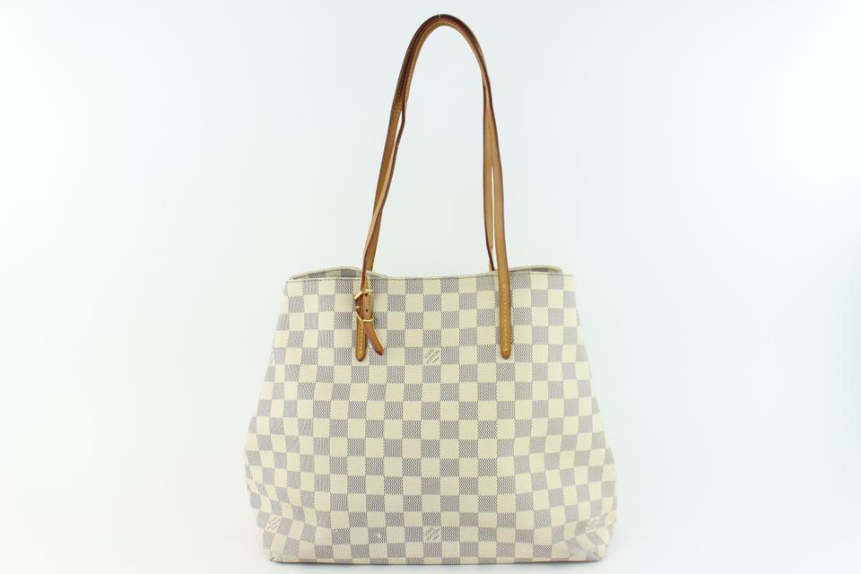 Louis Vuitton Cabas Damier Azur Adventure 227782 White Coated Canvas Tote For Sale 1