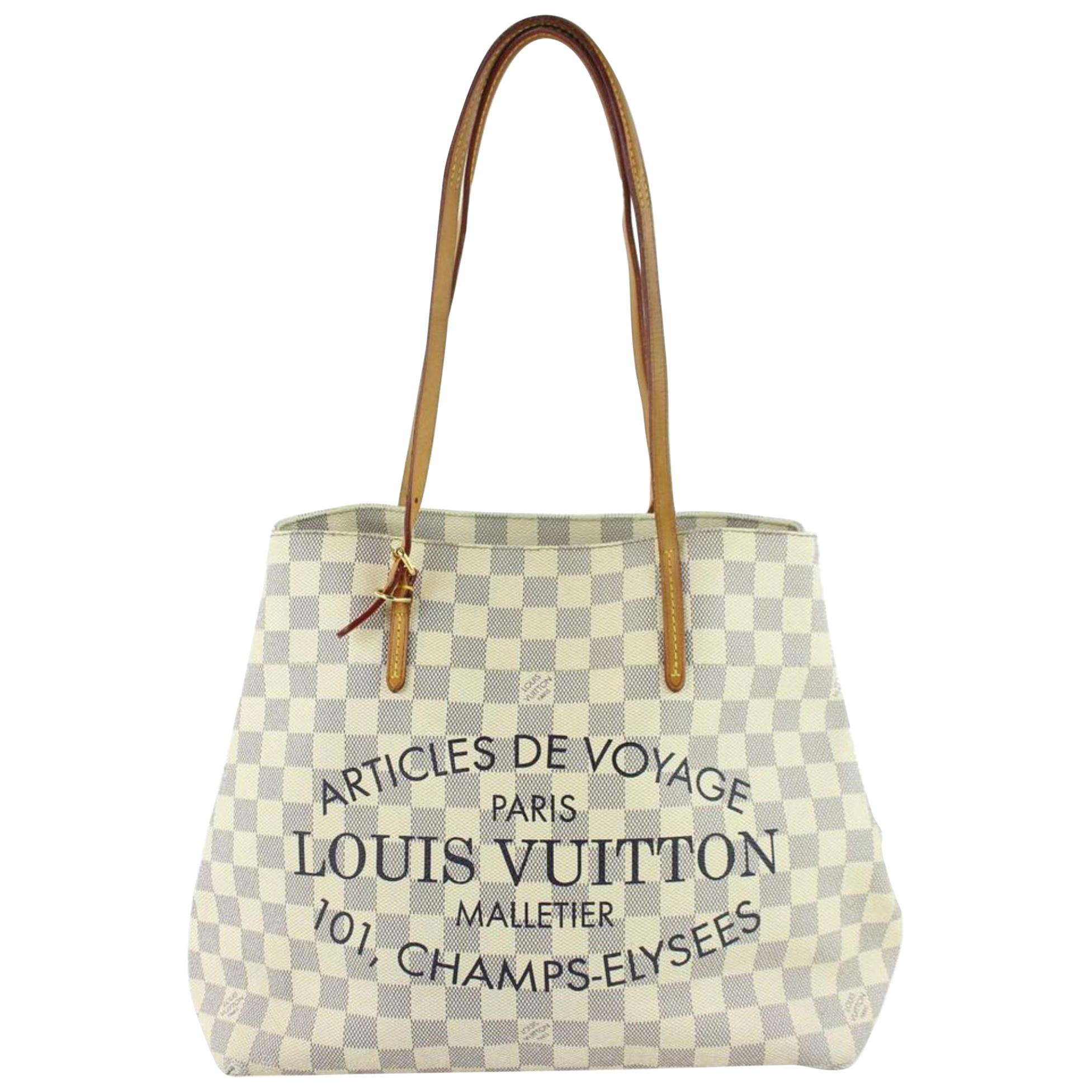 Louis Vuitton Cabas Damier Azur Adventure 227782 White Coated Canvas Tote For Sale