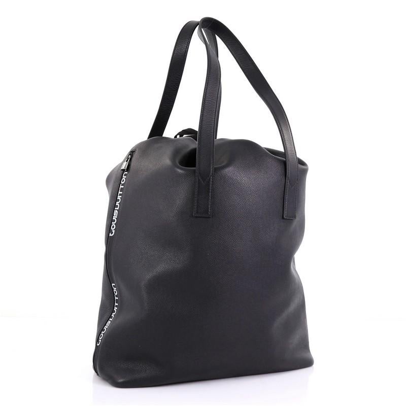 Black Louis Vuitton Cabas Light Drawstring Bag Taiga Leather