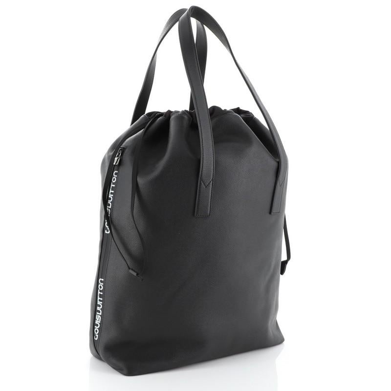 Black Louis Vuitton Cabas Light Drawstring Bag Taiga Leather 