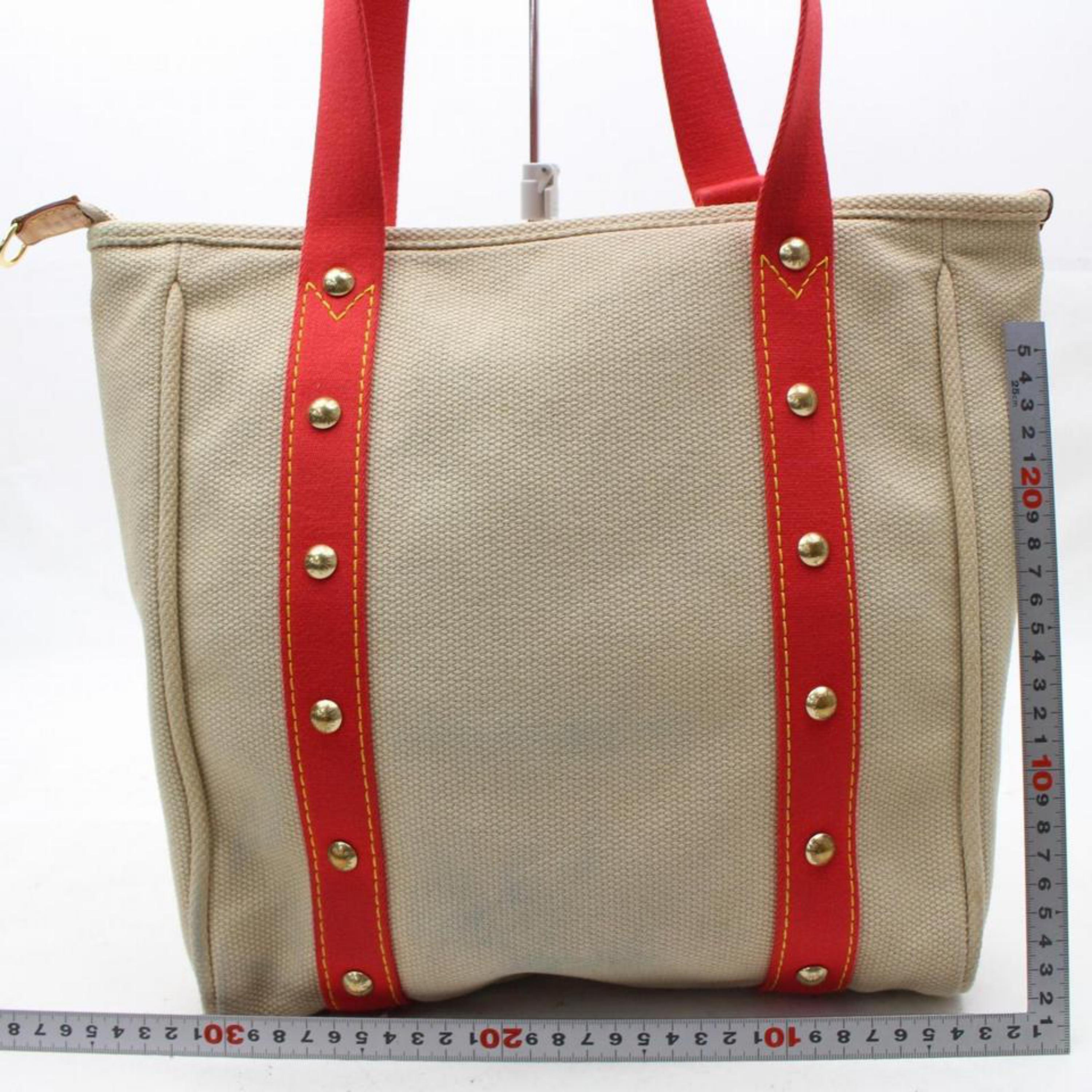 Louis Vuitton Cabas (Limited Edition) Antigua Mm 867495 Beige Canvas Tote For Sale 2