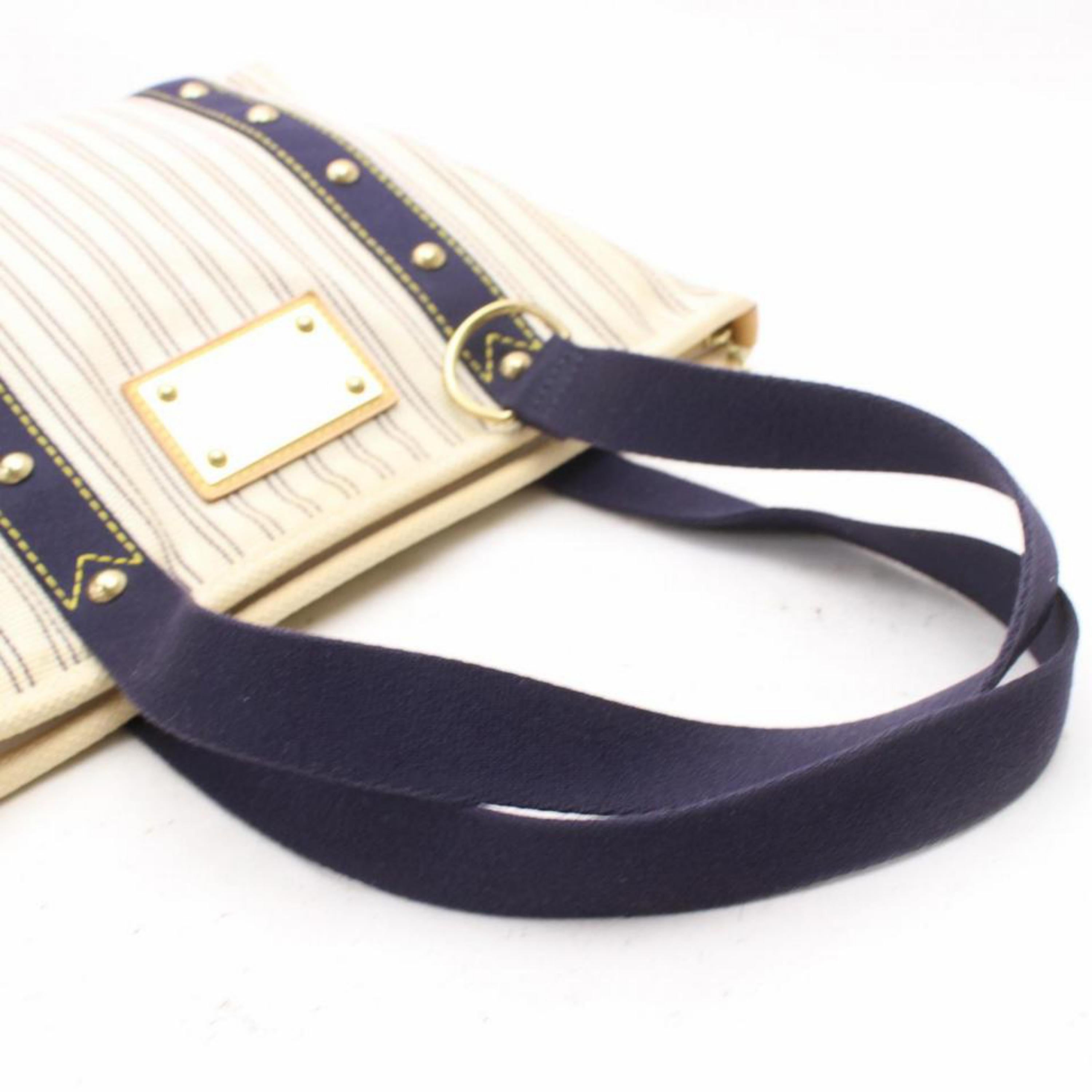 Women's Louis Vuitton Cabas Limited Edition Navy Striped Antigua Mm 868893 Blue Canvas T