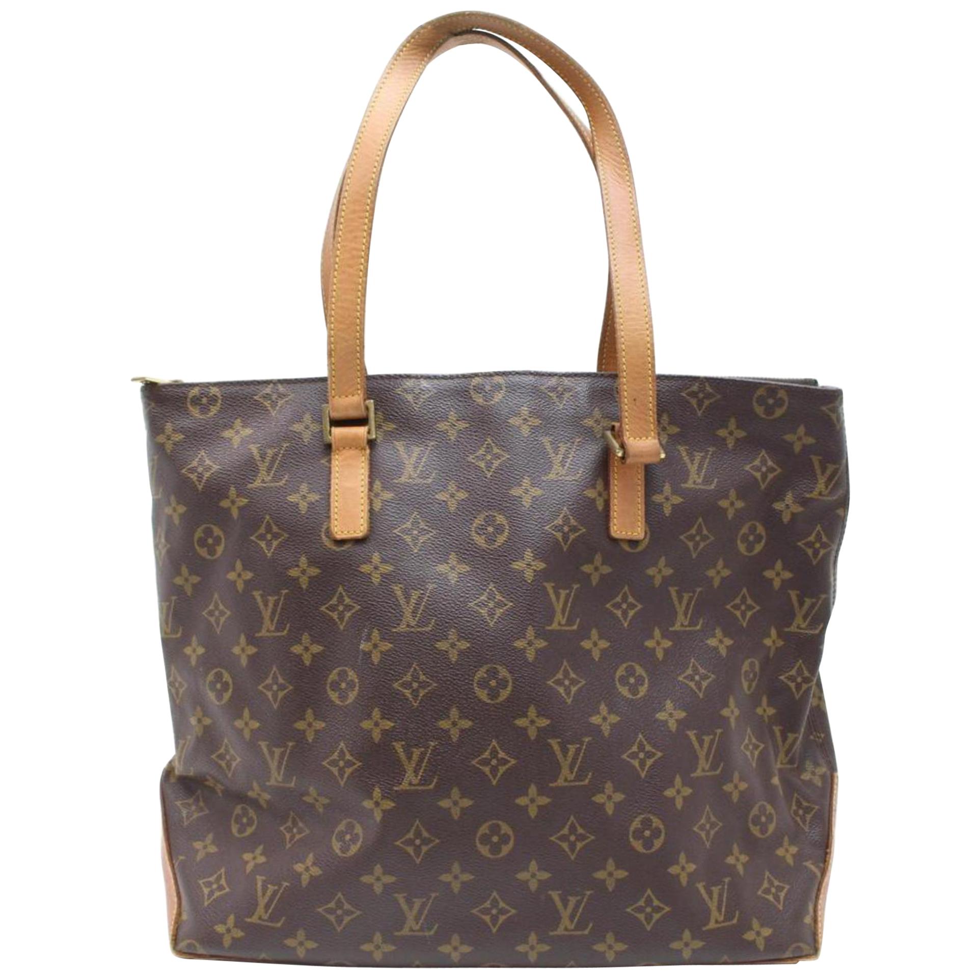 Louis Vuitton Cabas Monogram Mezzo Zip 869521 Brown Coated Canvas Tote For Sale