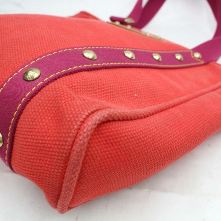 LOUIS VUITTON Pink Toile Canvas Antigua Cabas MM Shoulder Bag - Sale