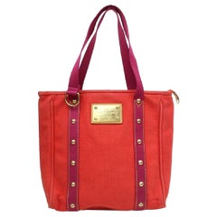 Louis Vuitton Cabas Toile Limited Edition Antigua Mm 870033 Rotes Segeltuch Tote