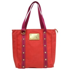 Louis Vuitton Cabas Toile Limited Edition Antigua Mm 870033 Reds Canvas Tote