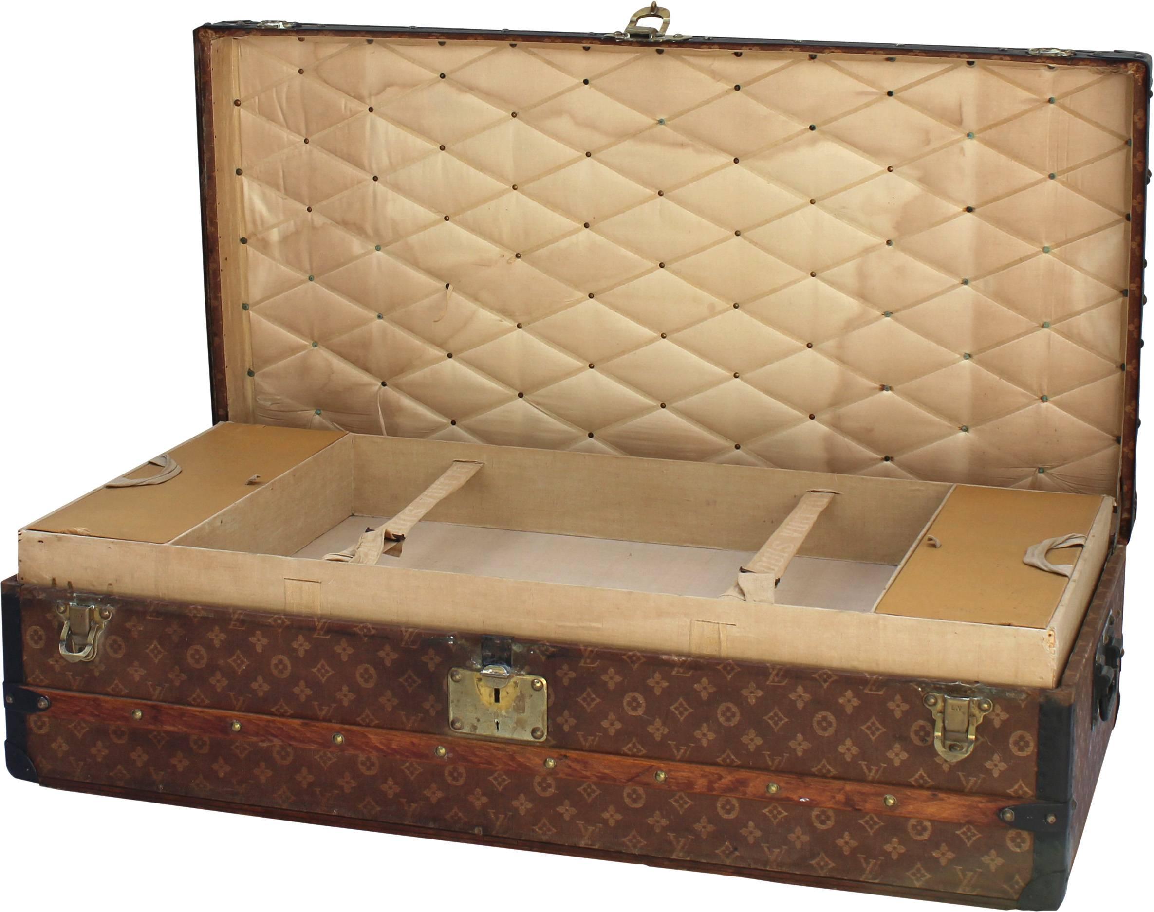 American Colonial Louis Vuitton Cabin Trunk with Black Edging, circa 1920 For Sale