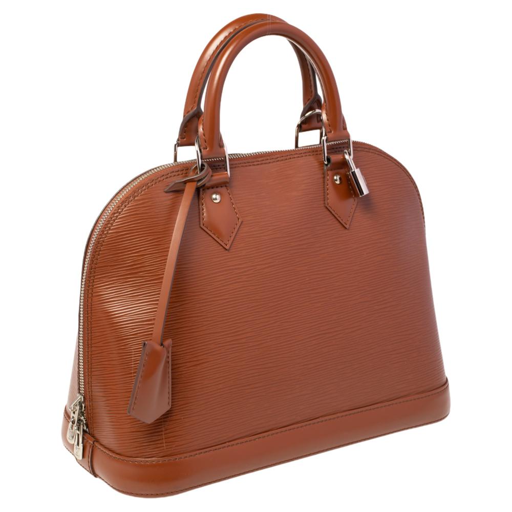 Brown Louis Vuitton Cacao Epi Leather Alma PM Bag