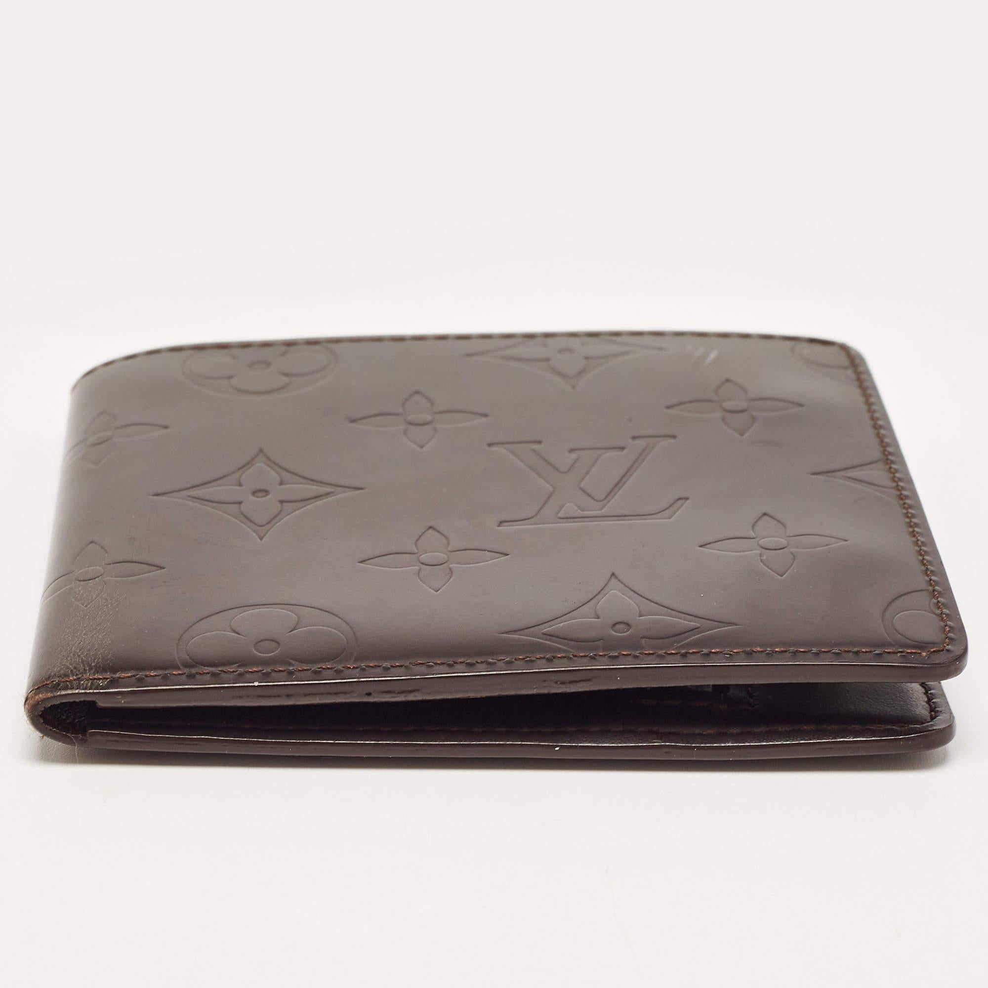 Louis Vuitton Cafe Brown Leather Monogram Glazed Compact Wallet 6