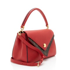Louis Vuitton Calf Leather Monogram Canvas Double V Satchel