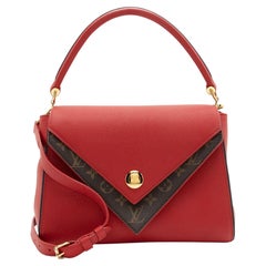 Louis Vuitton Calf Leather Monogram Canvas Double V Satchel