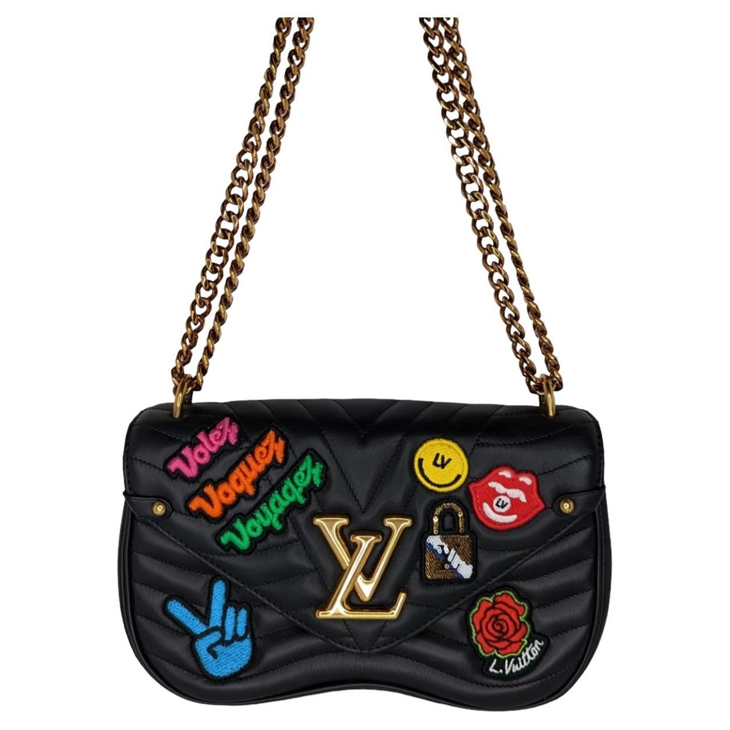 Louis Vuitton New Wave Chain Bag Monogram Embroidered Quilted Denim MM at  1stDibs  louis vuitton new wave denim, quilted louis vuitton bag, louis  vuitton embroidered bag