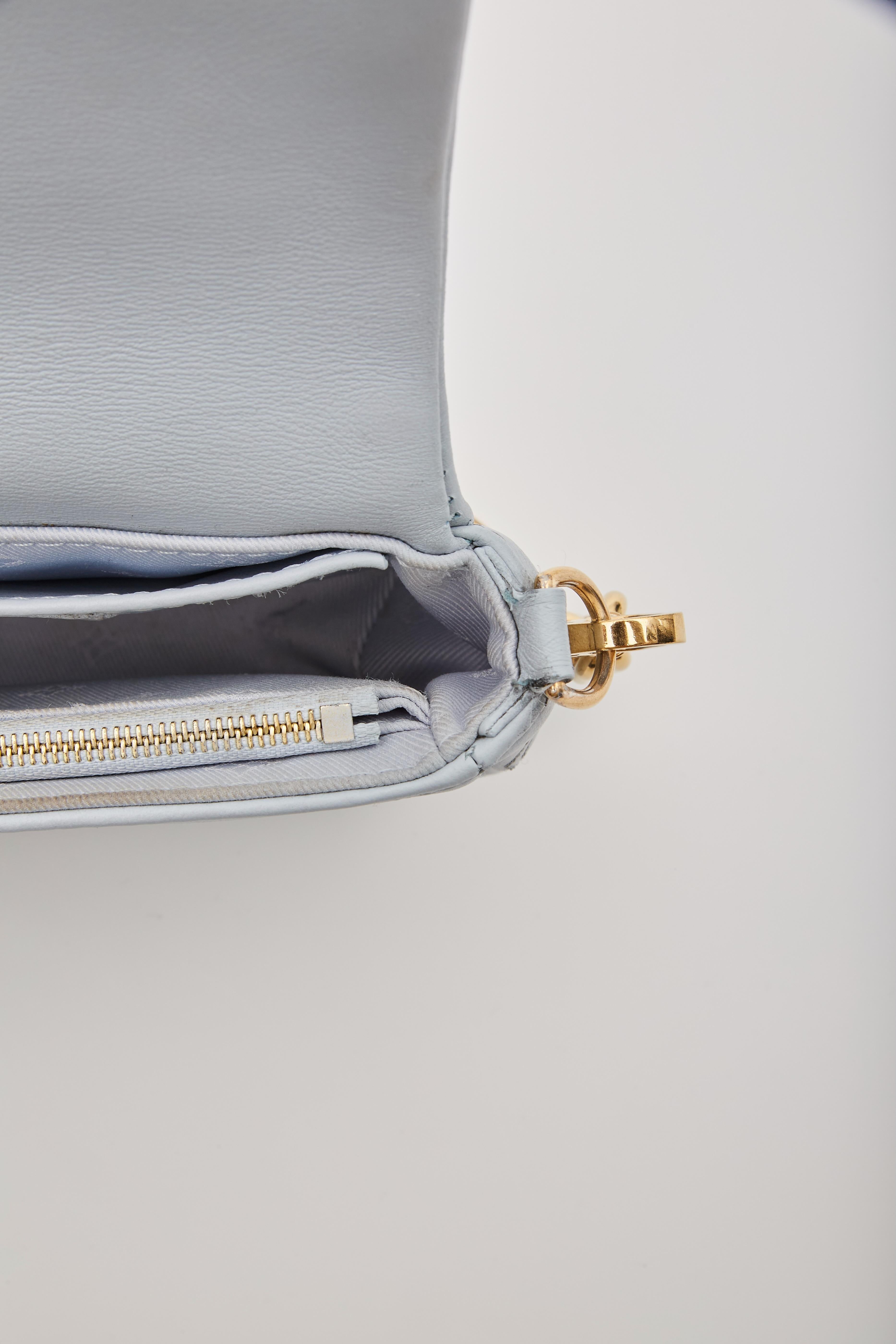 Louis Vuitton Calfskin Ice Blue Bubblegram Wallet On Strap Bag For Sale 12