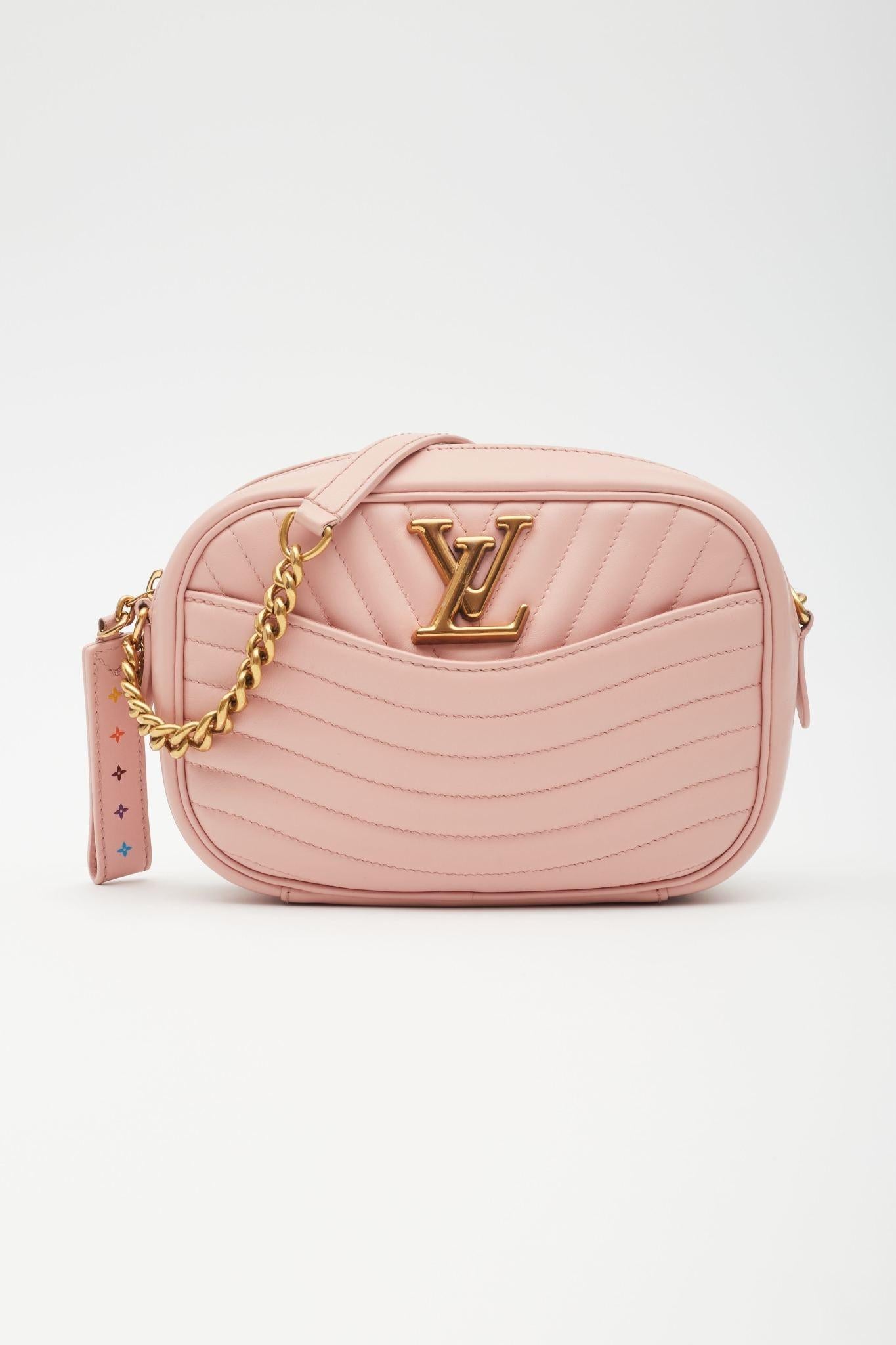 Beige Louis Vuitton Calfskin New Wave Camera Bag Smoothie Pink For Sale