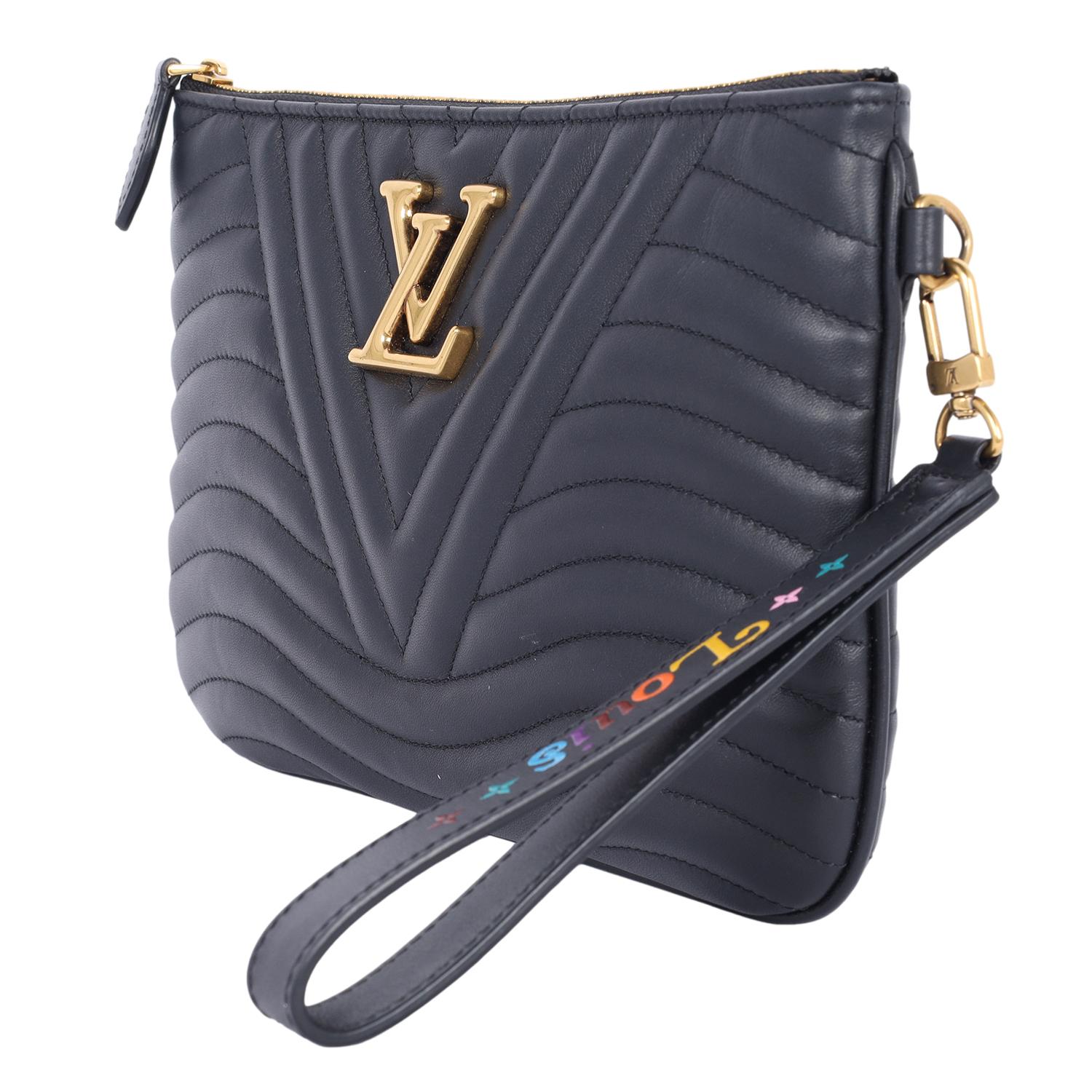 Louis Vuitton Calfskin Wave Zipped Pochette Black Chevron 3