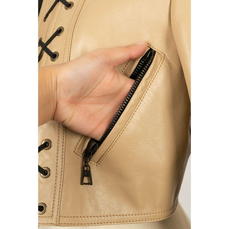 Louis Vuitton Camel Calf Leather Jacket with Black Suede Tie For Sale 3