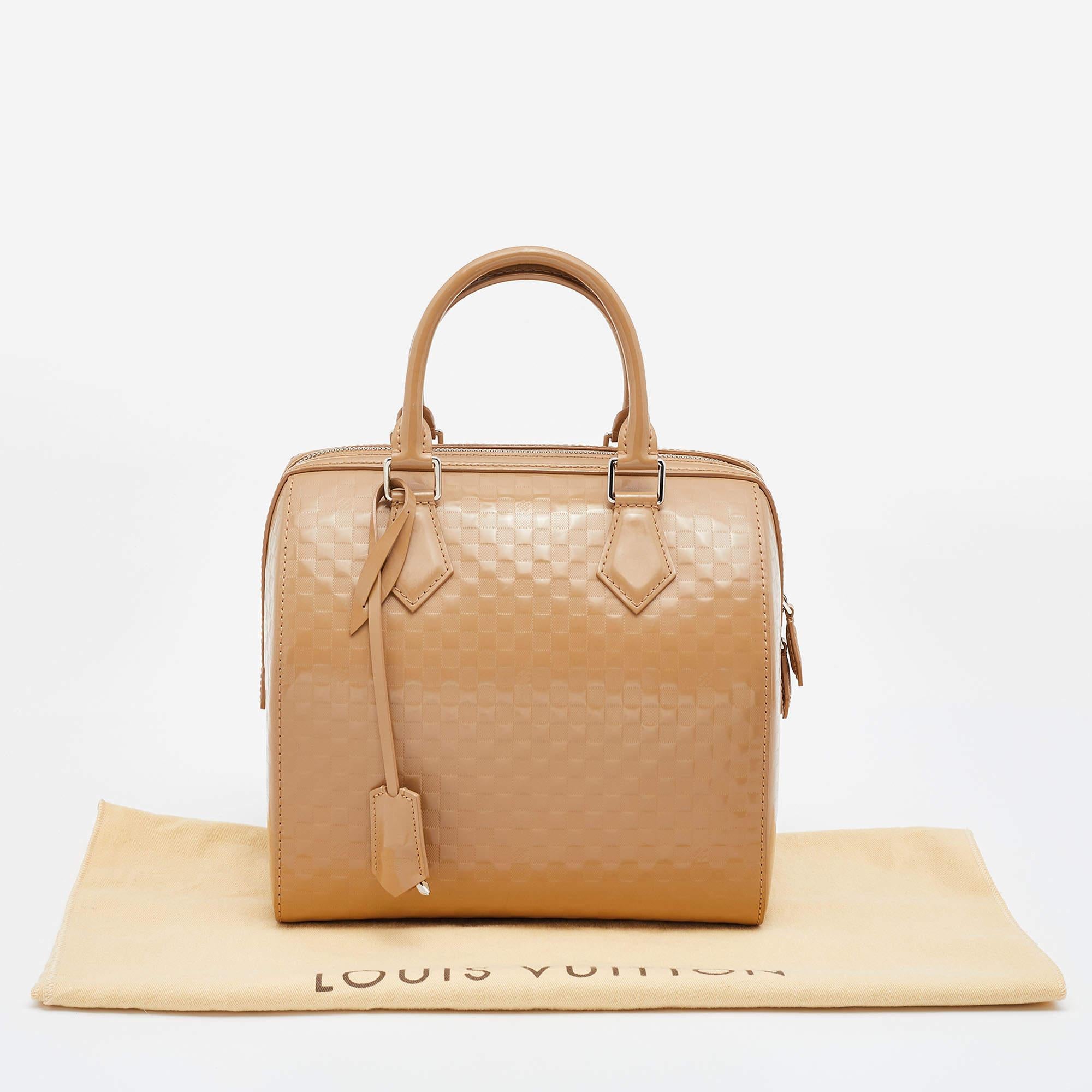 Louis Vuitton Camel Damier Facette Vernis Speedy Cube MM Bag 8