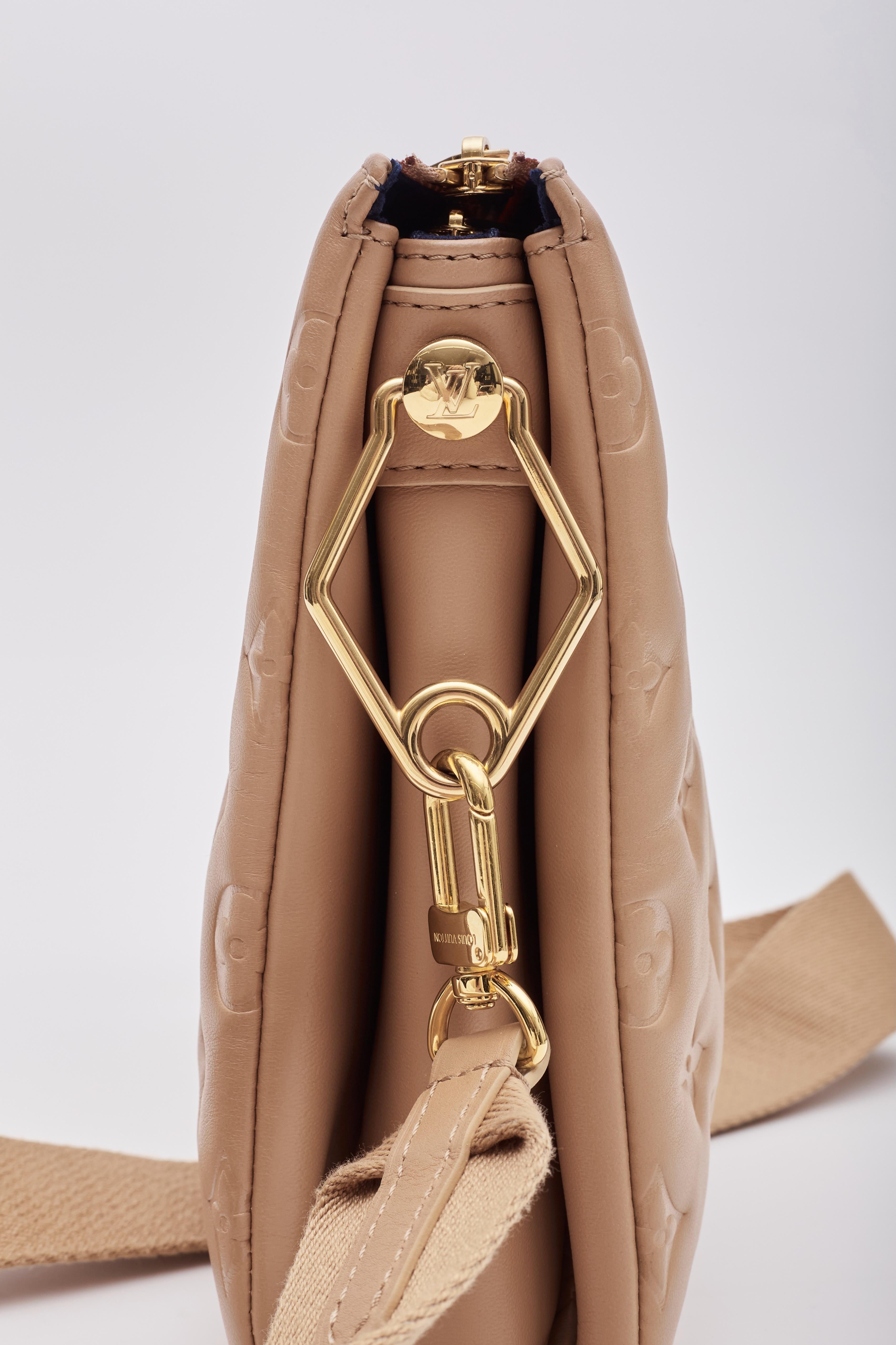 Louis Vuitton Camel Lambskin Embossed Monogram Coussin PM Bag 5