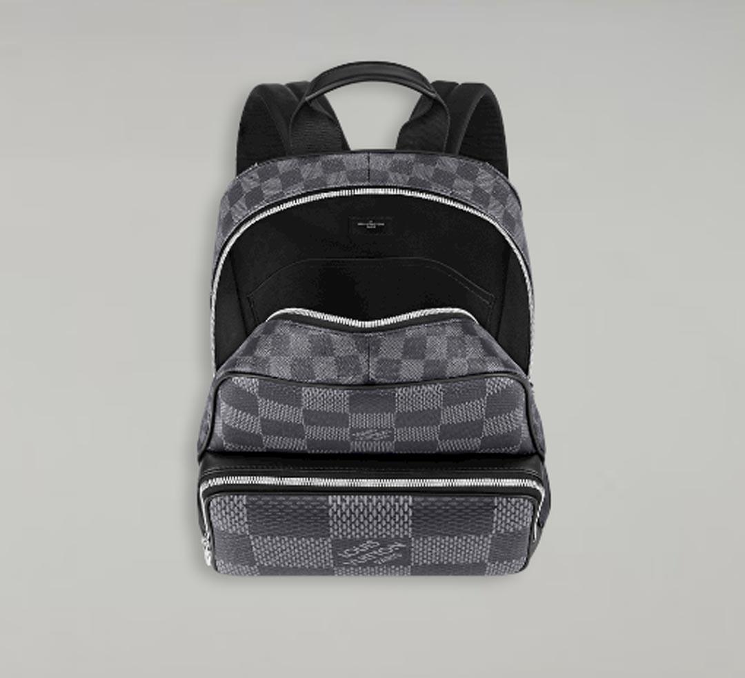 An interplay of different-sized Damier checks gives this new version of the Campus Backpack a strikingly contemporary look in classic grey. Crafted in supple, durable coated canvas, it offers two spacious zipped compartments plus a handle and