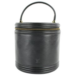 Vintage Louis Vuitton Cannes Noir Vanity Tote Case 27lz0129 Black Leather Satchel